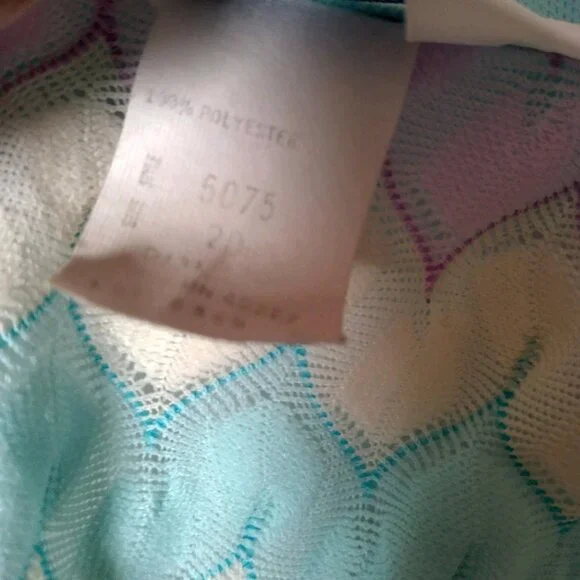 Vintage Sears Shirt Size 20 Open Front Zig Zag Pastel Semi Sheer Grannycore Top - Picture 7 of 16